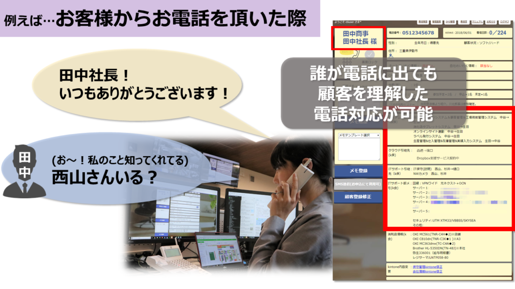 お客様から電話をいただいた際