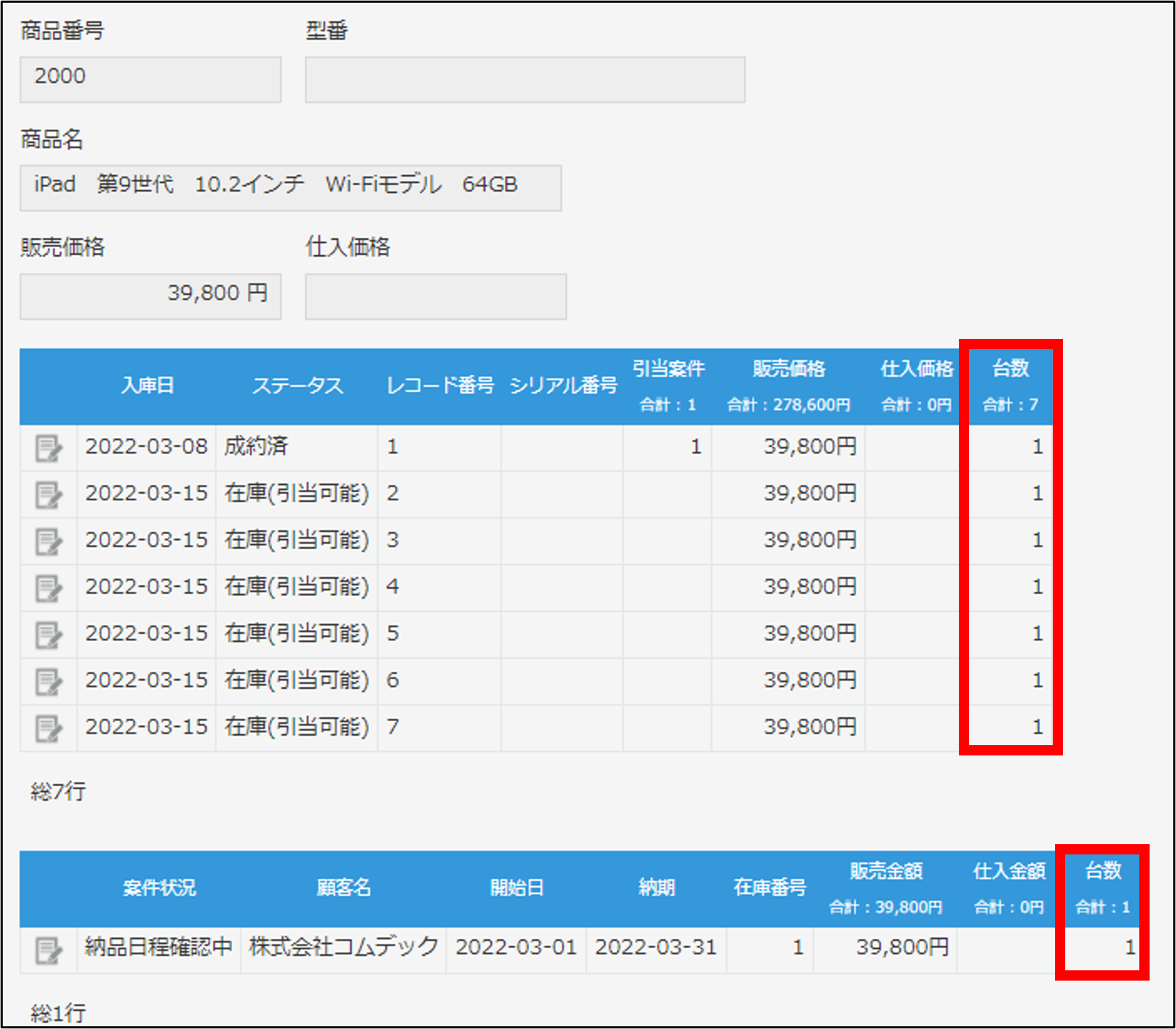 kintone　商品管理