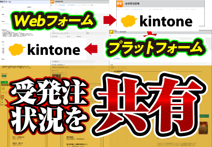 Webフォーム→kintone　kintone→プラットフォーム　受発注状況を共有