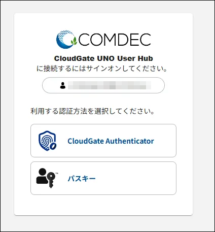 ユーザーごとのログイン画面