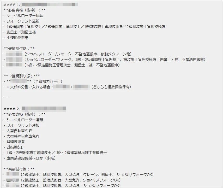 割り当て可能な人員候補を挙げてもらう仕組み