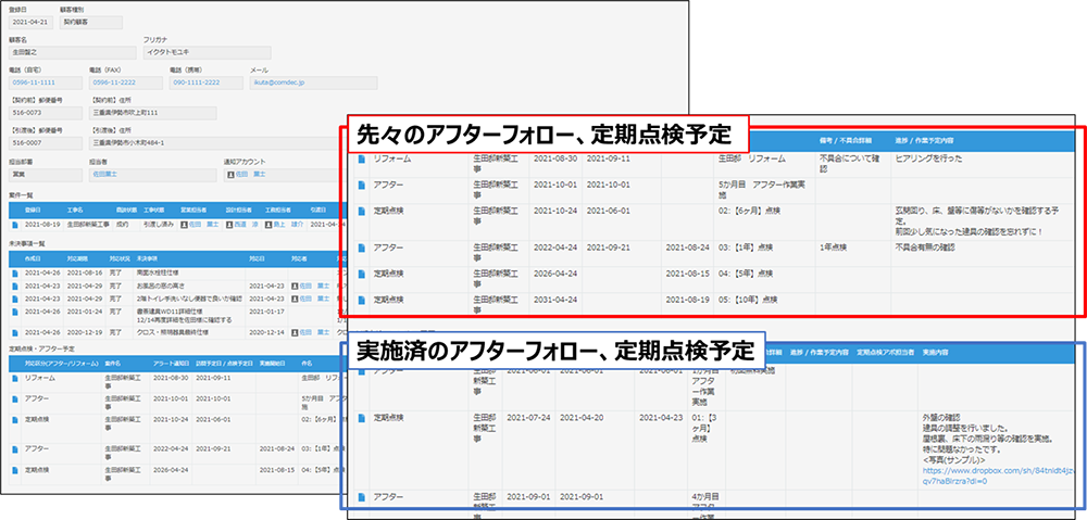 アフターフォロー/定期点検管理